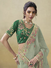 Womens Premium Fashion Ethnic Green Color Saree-MLSHWSA2063GRN0ONE